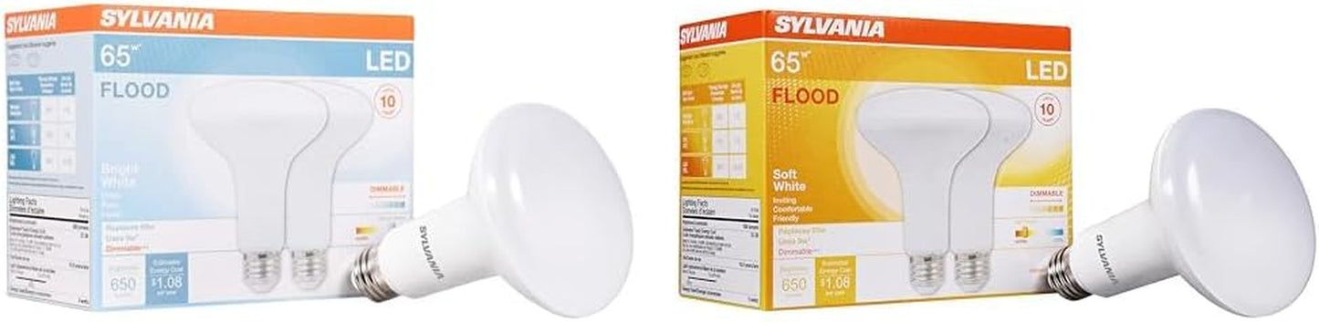 Sylvania LED Flood BR30 Light Bulb, 65W = 9W, 10 Year, 650 Lumens, Dimmable, 2700K, Soft White - 12 Pack (41262)