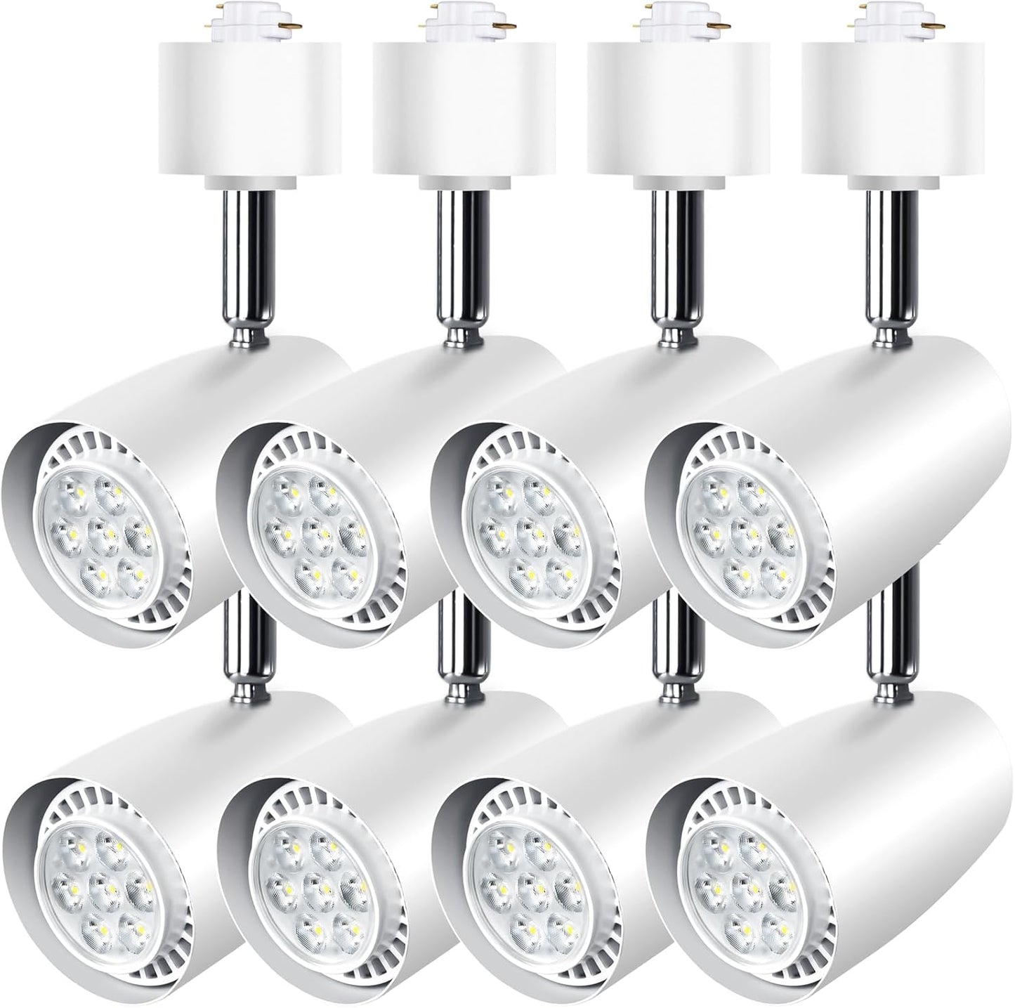 7W H Typetrack Lighting Heads, Dimmable Bright 5500K Cool White GU10 Base Adapter Track Lighting Fixtures Ceiling for Kitchen Task Wall Art Exhibition, 8 Pack