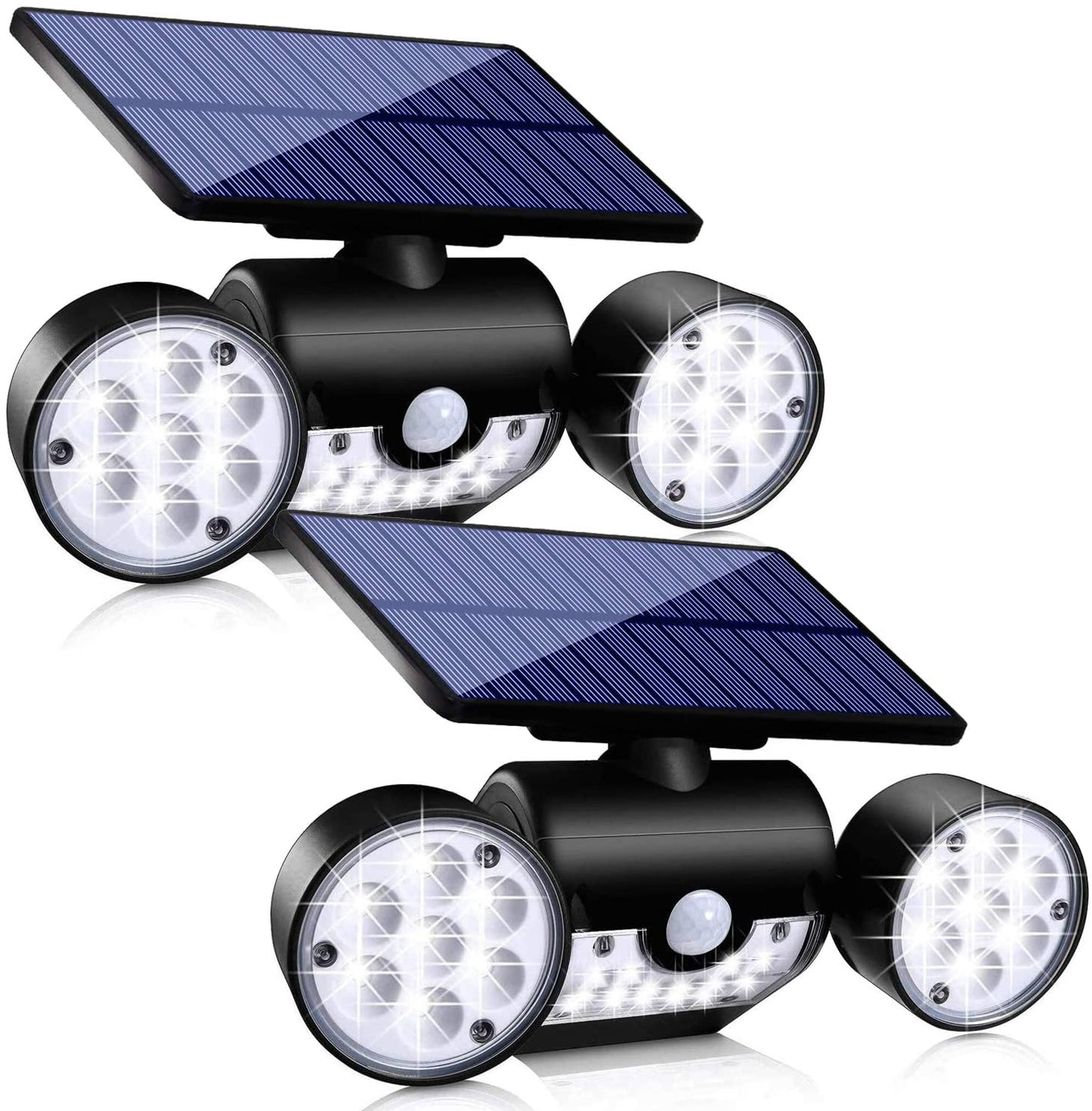 Solar Lights Outdoor, Motion Sensor Security Lights Solar Wall Lights with Dual Head Spotlights LED Waterproof 360° Adjustable Solar Motion Lights Outdoor for Garden Garage Patio, 1 Pack