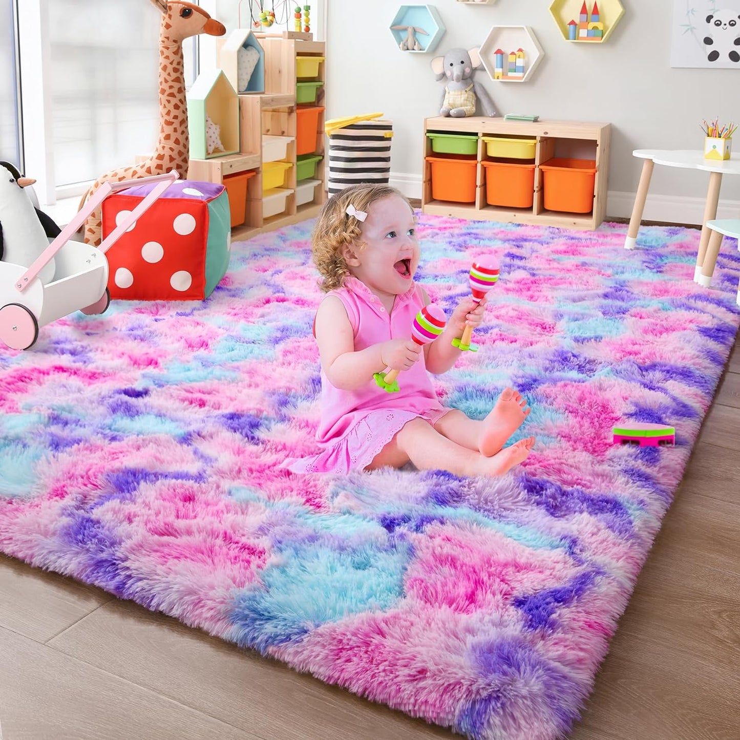 Chicrug Soft Runner Rugs for Bedroom Living Room Plush Fluffy Rug 2X6 Feet, Shag Furry Area Rug Carpet Non Shedding for Nursery Children Kids Girls Room Home Decorative, Grey