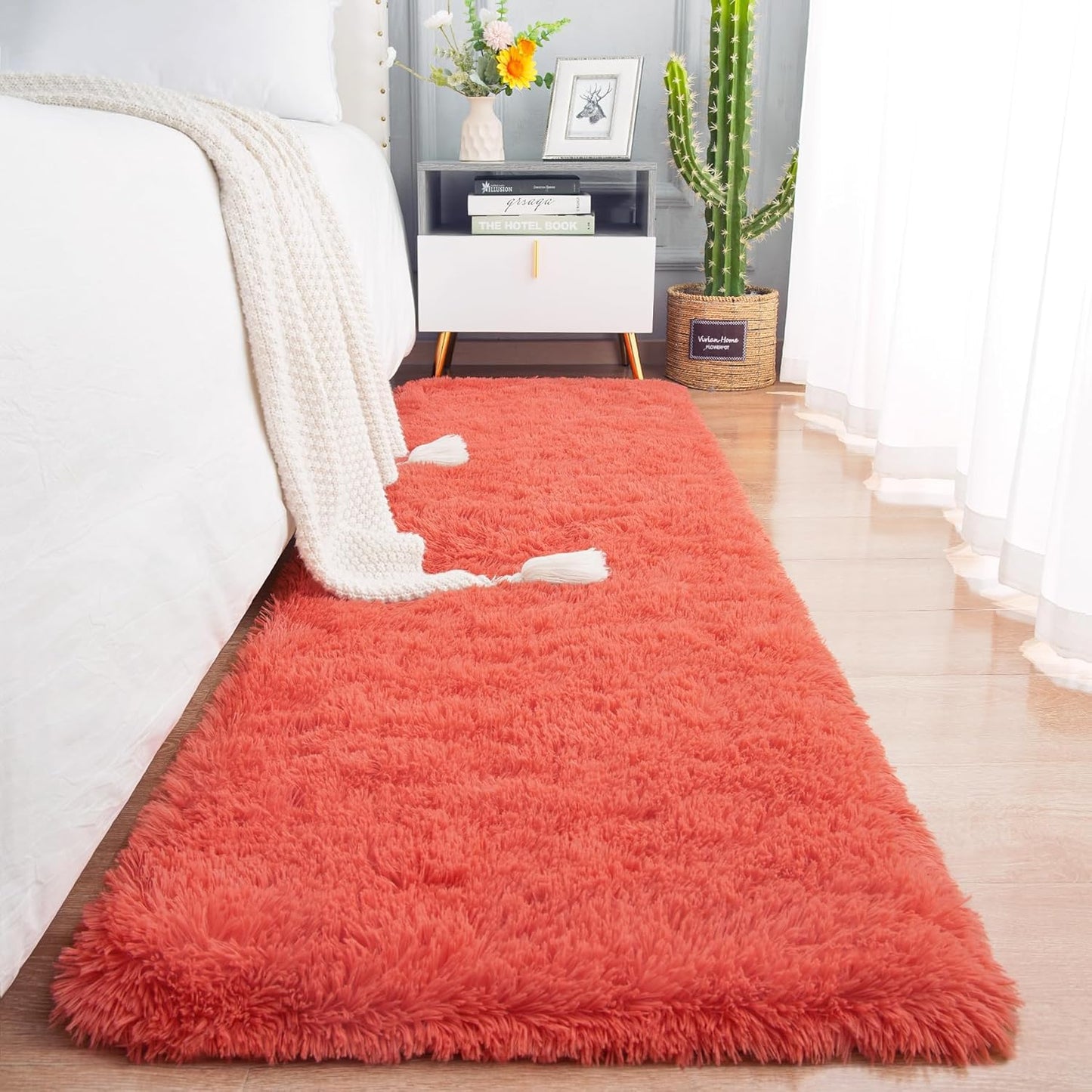 Chicrug Soft Runner Rugs for Bedroom Living Room Plush Fluffy Rug 2X6 Feet, Shag Furry Area Rug Carpet Non Shedding for Nursery Children Kids Girls Room Home Decorative, Grey