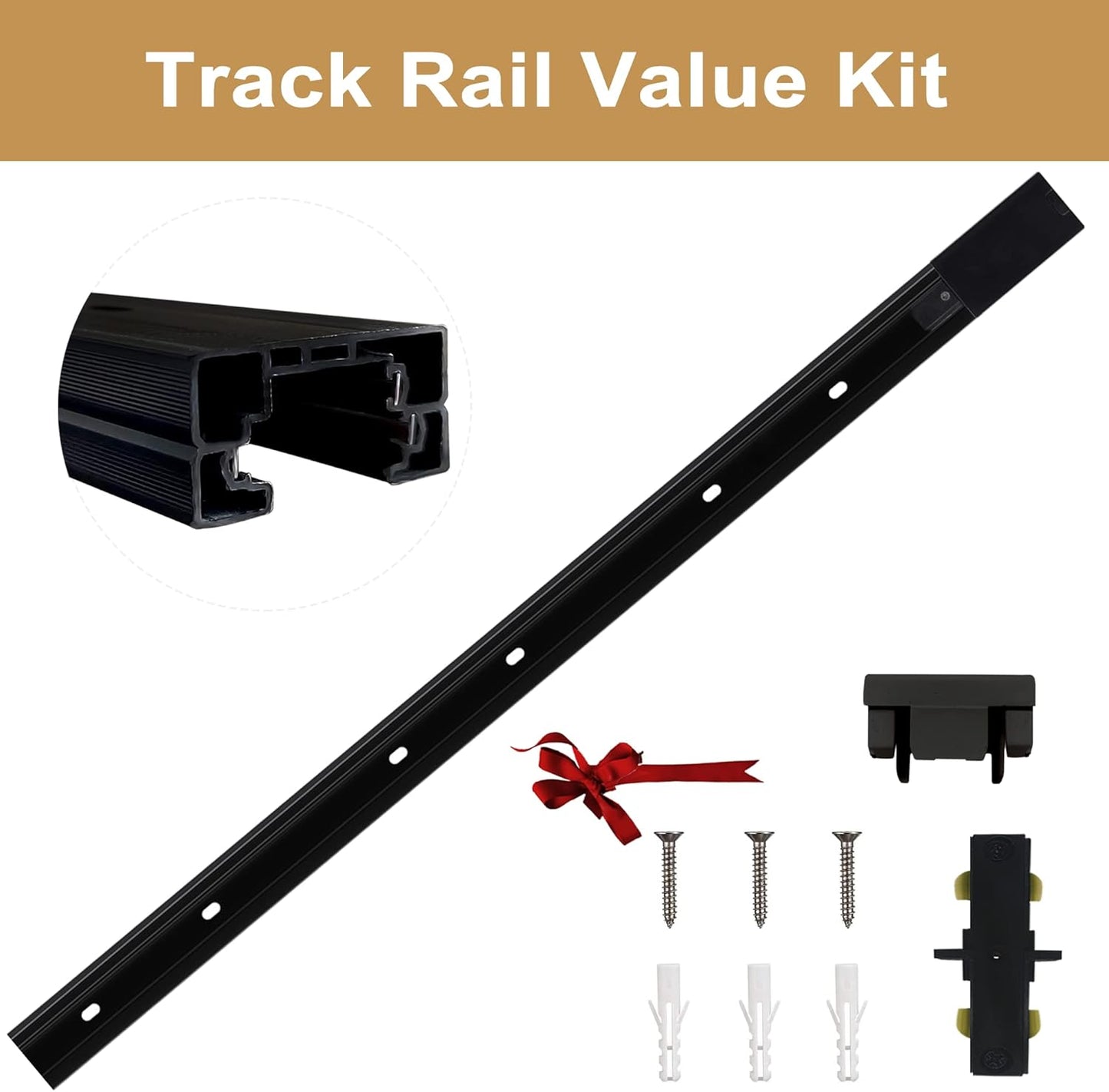 H Type Track Lighting Rail for Track Lighting System 3.28FT Single Circuit 3-Wire-1 H Track Rail with Extra I Connector and End Caps Value Set