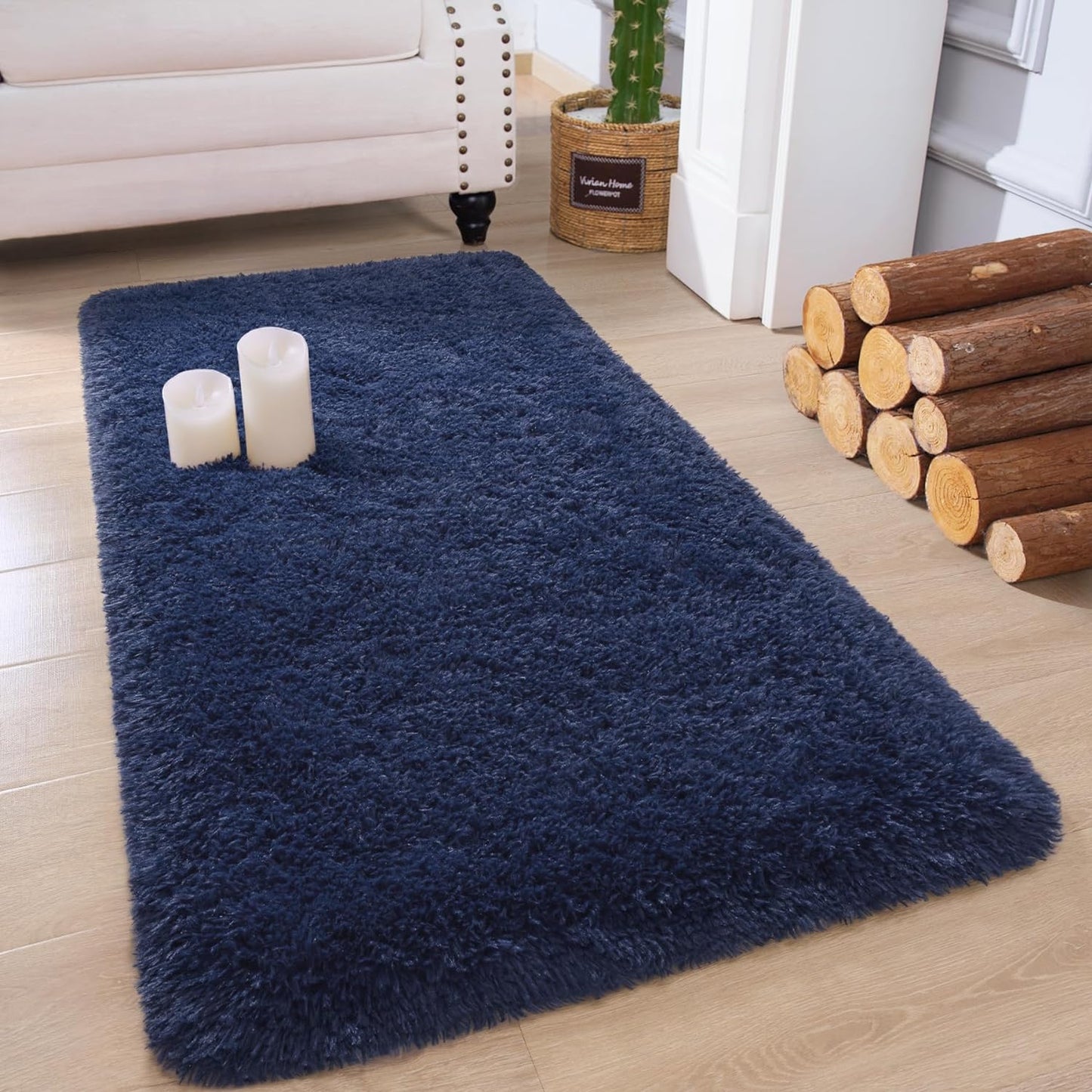 Chicrug Soft Runner Rugs for Bedroom Living Room Plush Fluffy Rug 2X6 Feet, Shag Furry Area Rug Carpet Non Shedding for Nursery Children Kids Girls Room Home Decorative, Grey