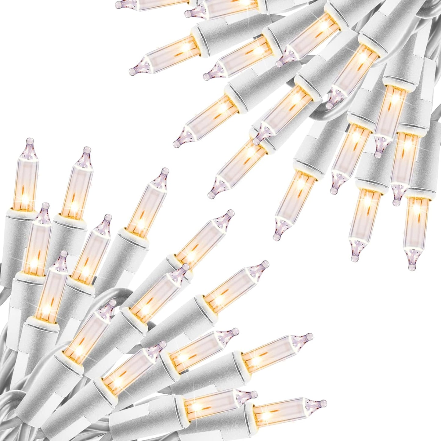Clear Christmas String Lights 50 Count 12 Feet Incandescent Bulb Mini Lights for Indoor Xmas Tree Garland Birthday Wedding Party Festival Decoration, Green Wire