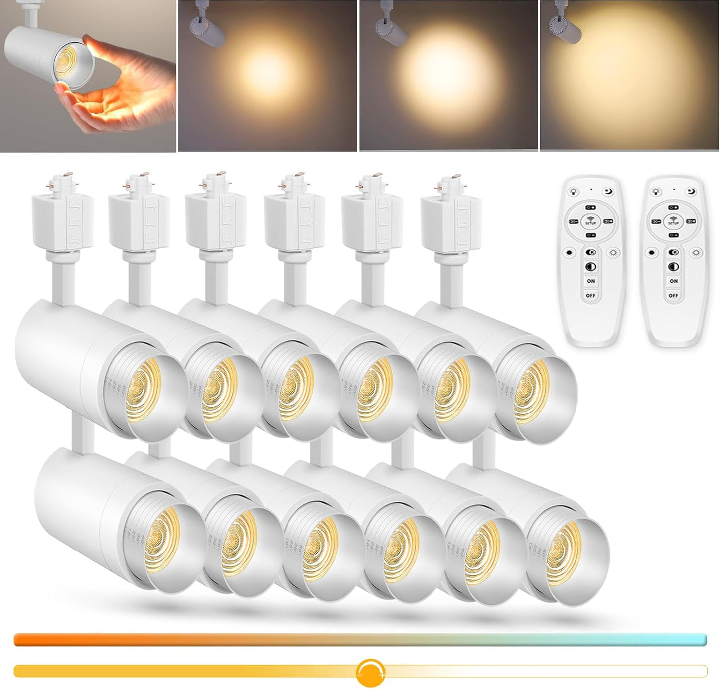 【2024 Upgraded】9-Cct 12W Zoomable LED Track Light Heads Dimmable with Remote H Track Lighting Bright Ceiling Spotlights 2700K/3000K/3500K/4000K/5000K/6000K,15°/18°/25°/38°/60° 1100Lm Black 8 Pack