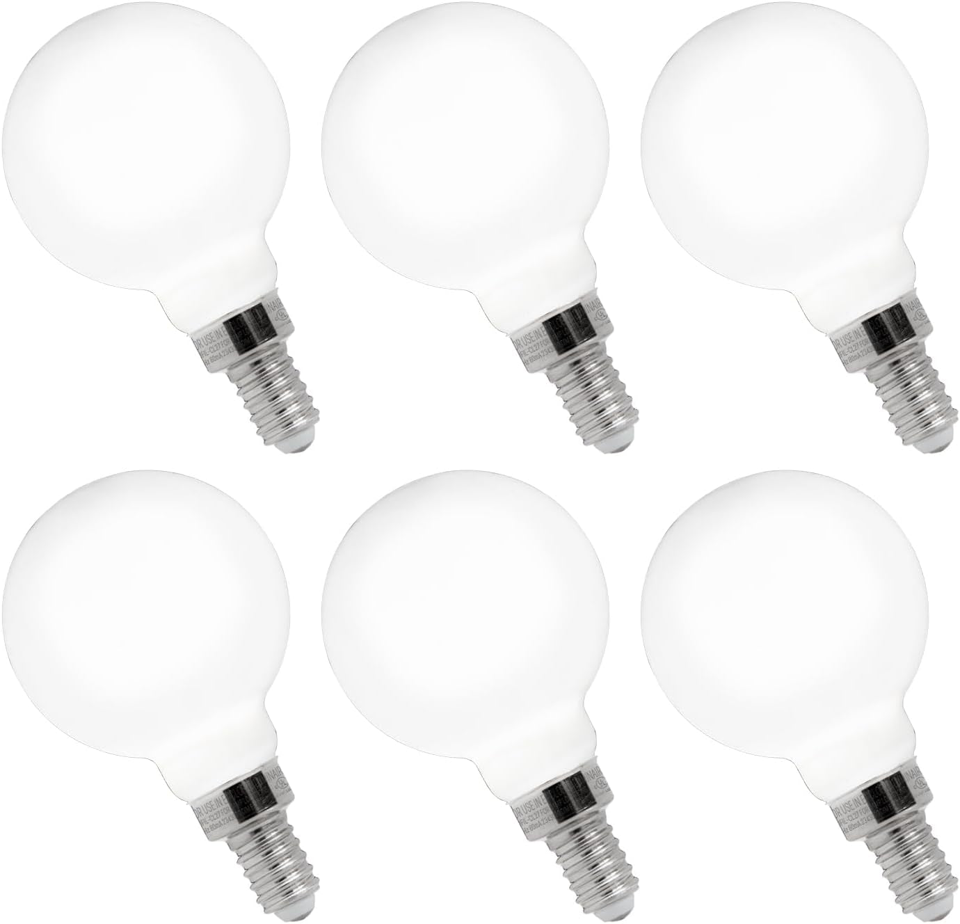 FLSNT G16.5 Dimmable LED Candelabra Bulbs 60W Equivalent, LED E12 Chandelier Light Bulbs, 550LM, CRI90, 5.5W, AC 120V, 6 Pack, 2700K Soft White