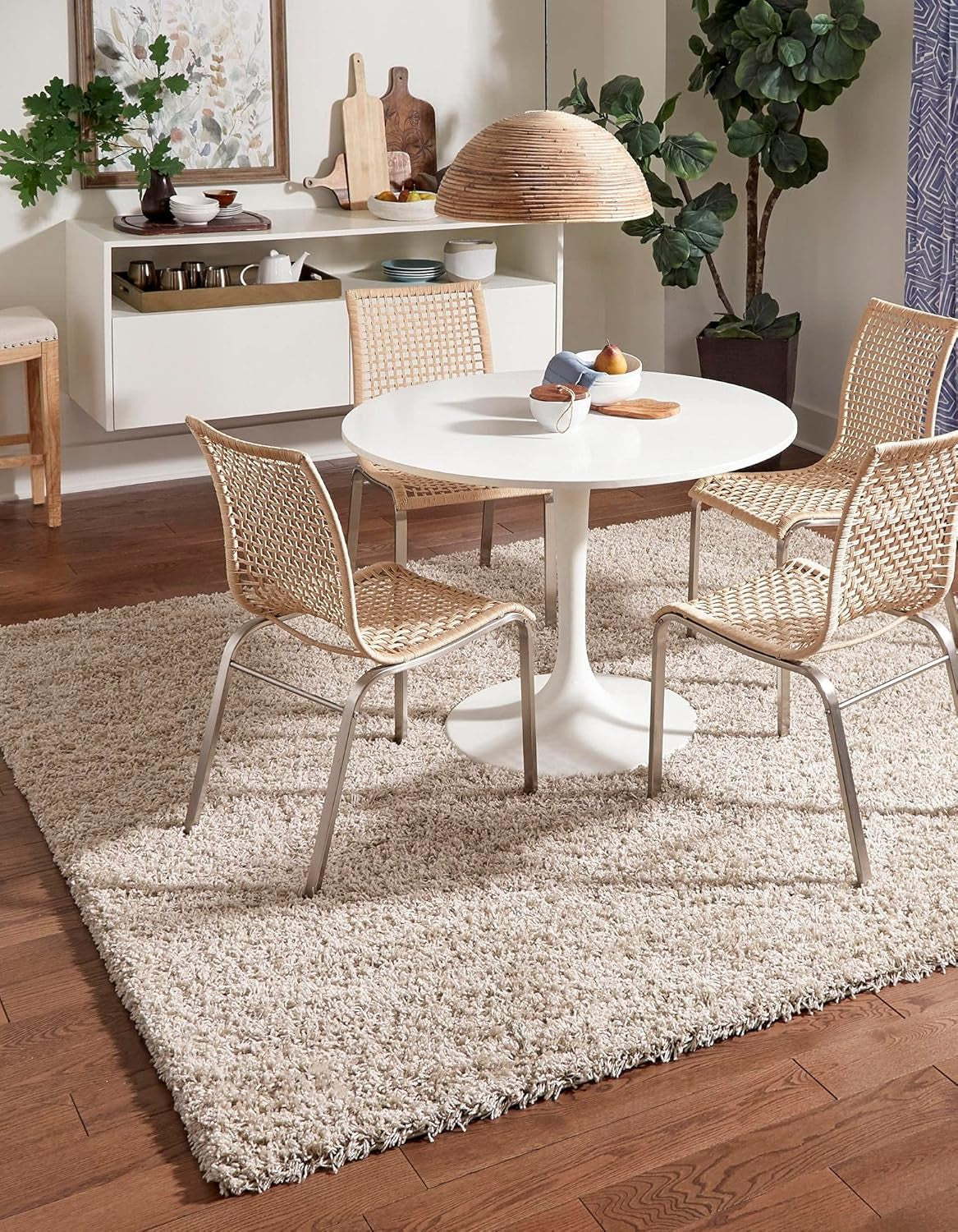 Unique Loom Solid Shag Collection Area Rug (8' X 11' Rectangle Cloud Gray)