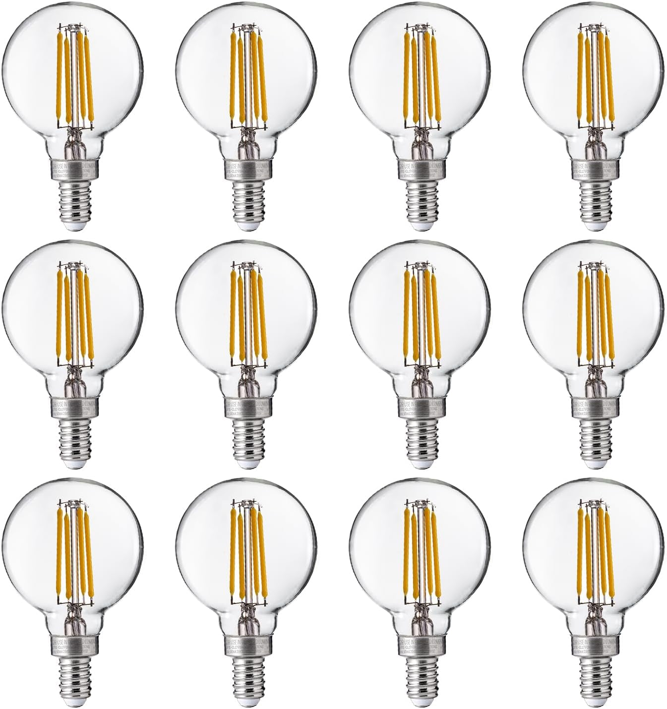 FLSNT G16.5 Dimmable LED Candelabra Bulbs 60W Equivalent, LED E12 Chandelier Light Bulbs, 550LM, CRI90, 5.5W, AC 120V, 6 Pack, 2700K Soft White