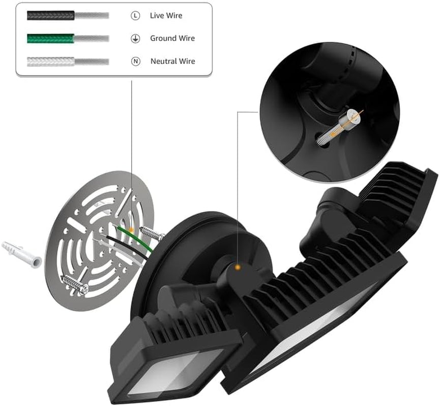 Onforu 60W Flood Lights Outdoor, 6000LM Brightness Security Lights Switch Controlled, 3 Adjustable Heads, IP65 Waterproof, 6500K Wall Mount Exterior LED Flood Light