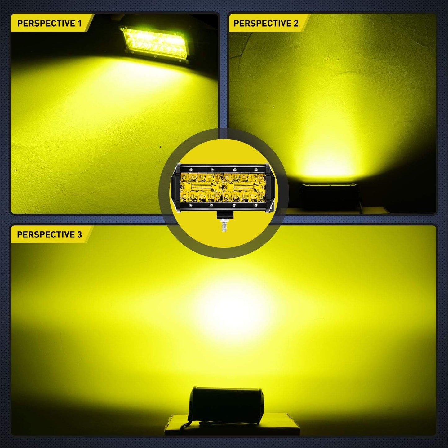 Nilight LED Pods 2Pcs 6.5 Inch 120W Yellow Flood Spot Combo Triple Row Driving Lamp Roof Bumper off Road LED Work Lights Bar for Van Camper Wagon Car Pickup Golf Cart ATV UTV SUV Truck Boat 4X4
