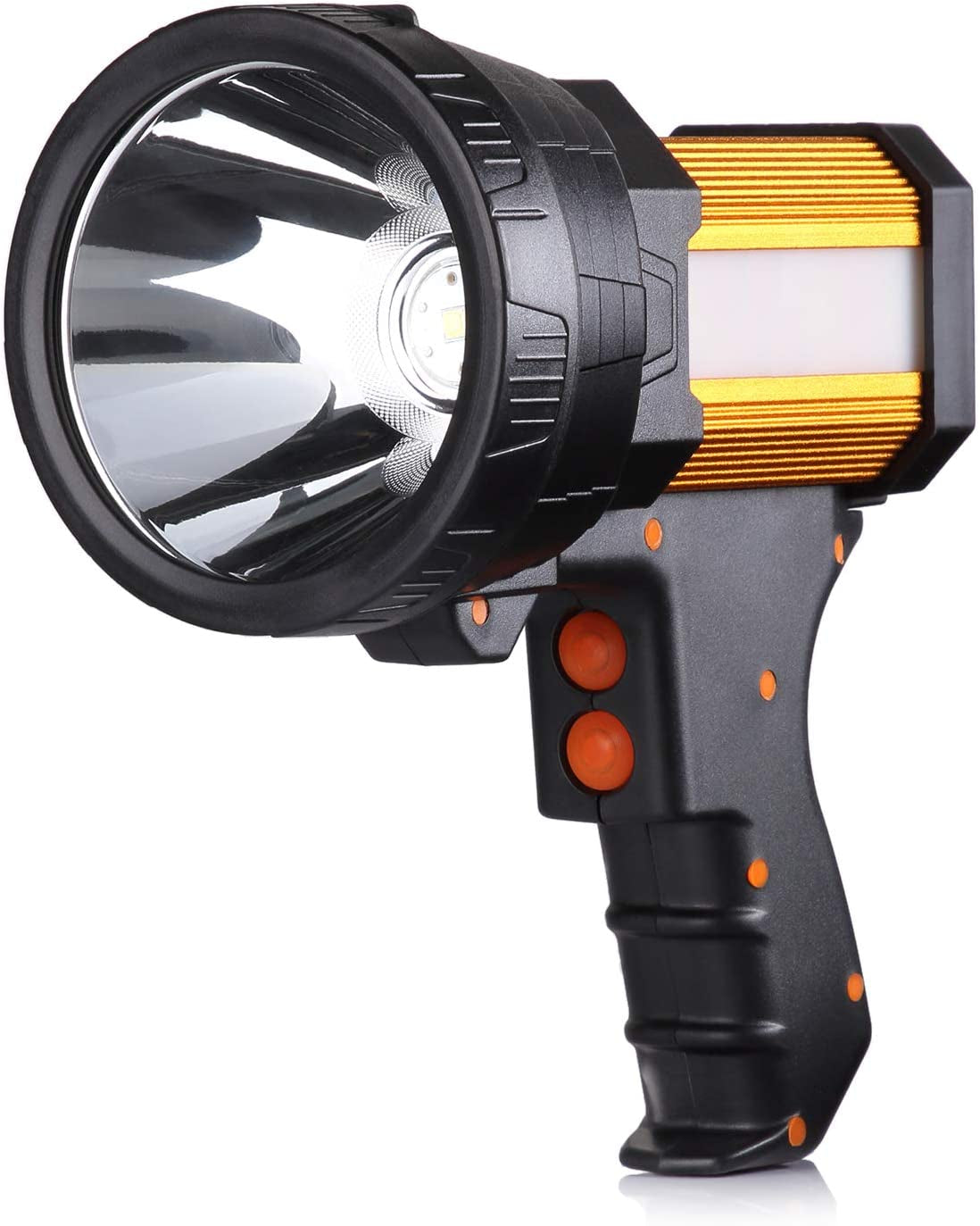 BUYSIGHT Rechargeable Spotlight,Spot Lights Hand Held Large Flashlight 1000,000 Lumens Handheld Spotlight Lightweight and Super Bright Flashlight (Aluminium_Alloy Black)