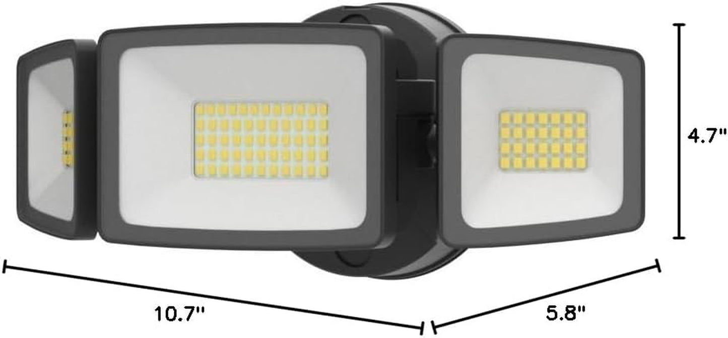 Onforu 60W Flood Lights Outdoor, 6000LM Brightness Security Lights Switch Controlled, 3 Adjustable Heads, IP65 Waterproof, 6500K Wall Mount Exterior LED Flood Light