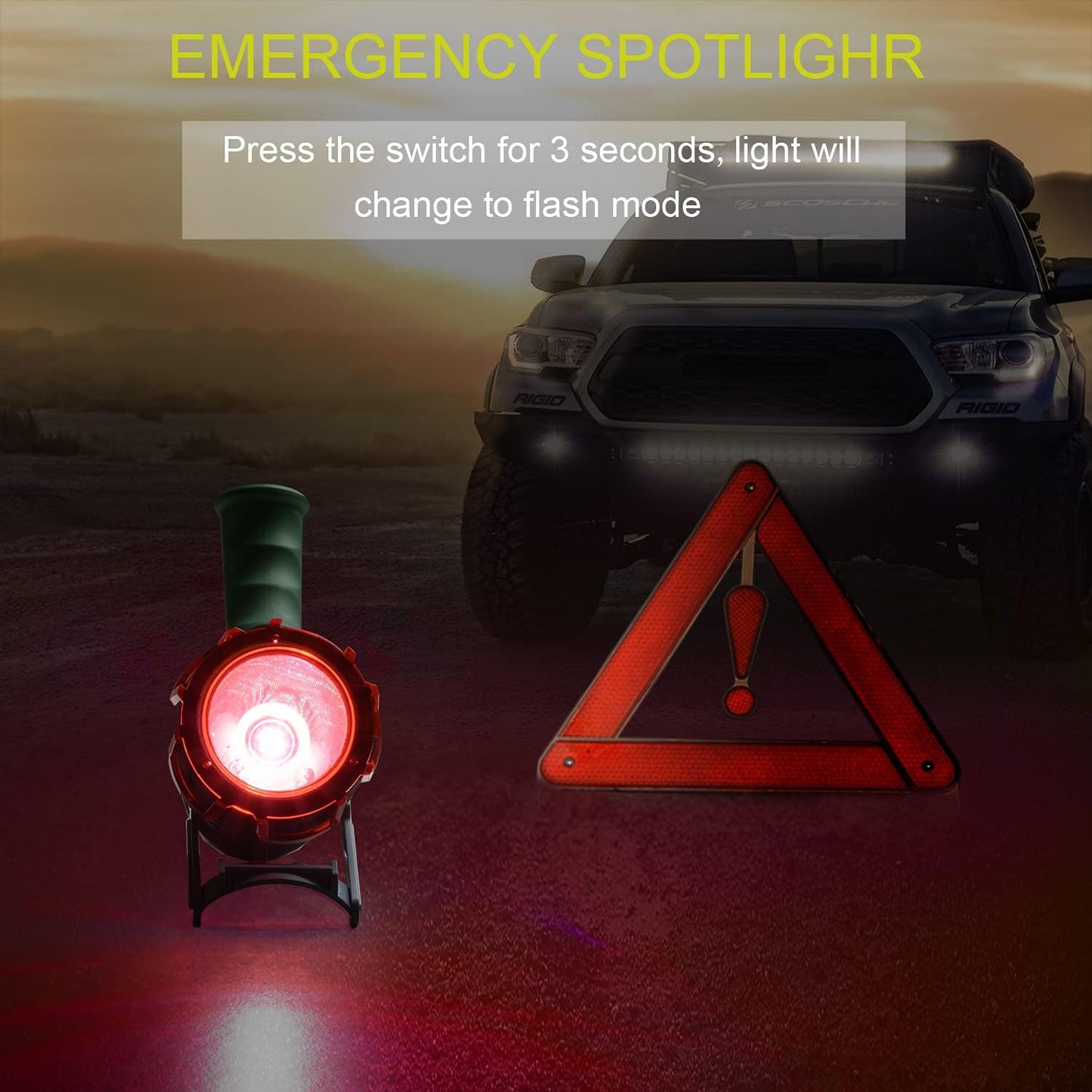 YIERBLUE Rechargeable Spotlight Flashlight, 1000,000 High Lumen LED Spotlight with 20Hrs Ultra-Long Running&10000Mah Power Bank,Ip67Waterproof Spot Lights with Red Lens(Large)
