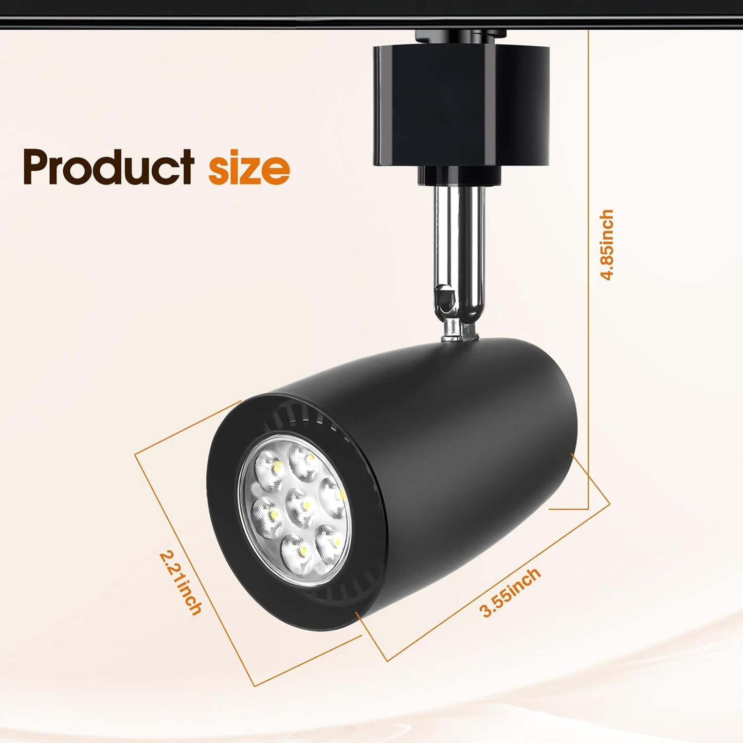 7W H Typetrack Lighting Heads, Dimmable Bright 5500K Cool White GU10 Base Adapter Track Lighting Fixtures Ceiling for Kitchen Task Wall Art Exhibition, 8 Pack