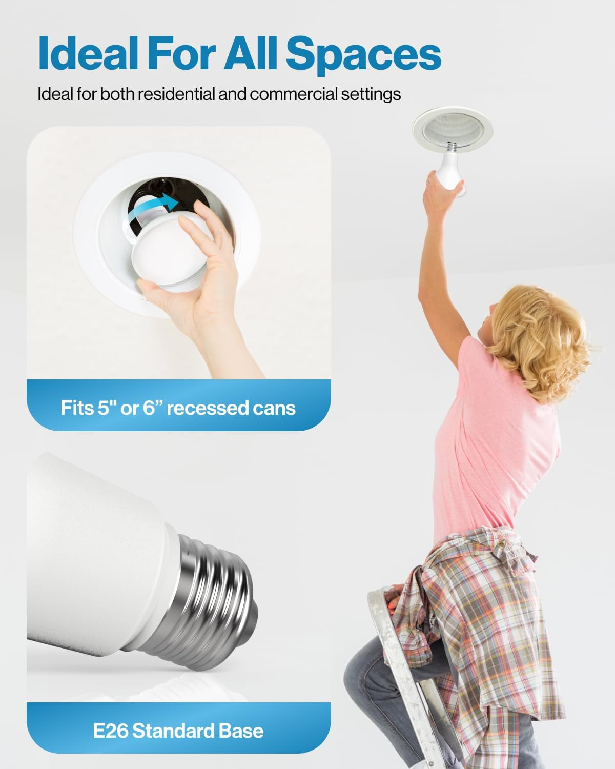 Sunco 6 Pack BR30 LED Light Bulbs, Recessed Can Light Bulbs, CRI93 850 LM, 11W Equivalent 65W, 3000K Warm White, E26 Base, 25000 Lifetime Hours Interior Home Residential Indoor Flood Lights UL