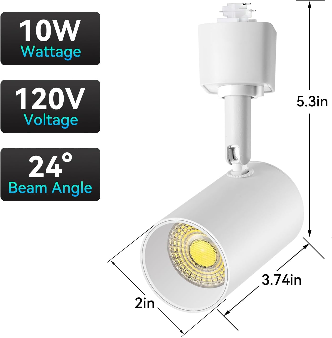 10W H Type Track Lighting Heads LED 3000K Dimmable White Track Lightheads Fixtures Ceiling Spotlight Flexible Small Track Light Heads anti Glare, Flicker Free for Galleries Kitchen 24° 4 Pack
