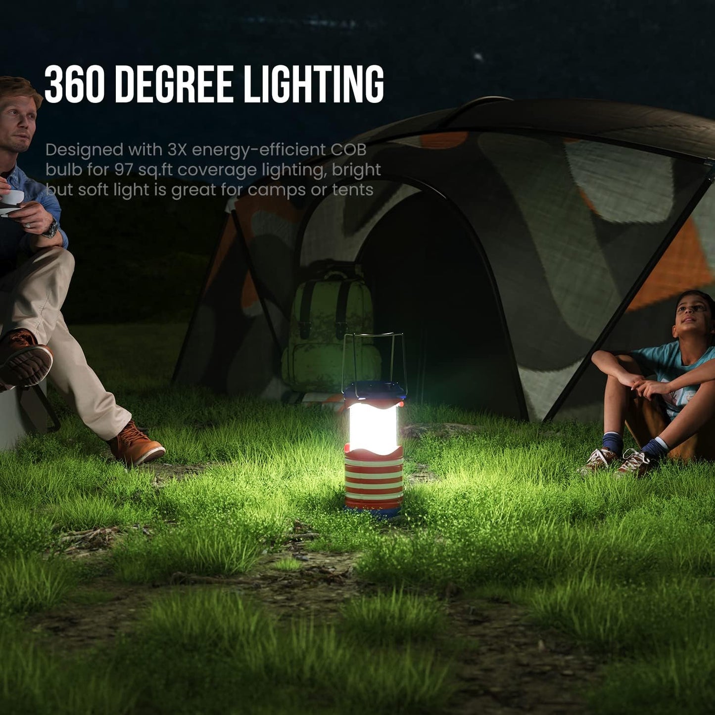 Lichamp 4 Pack LED Camping Lanterns, Battery Powered Camping Lights COB Super Bright Collapsible Flashlight Portable Emergency Supplies Kit, I4AF