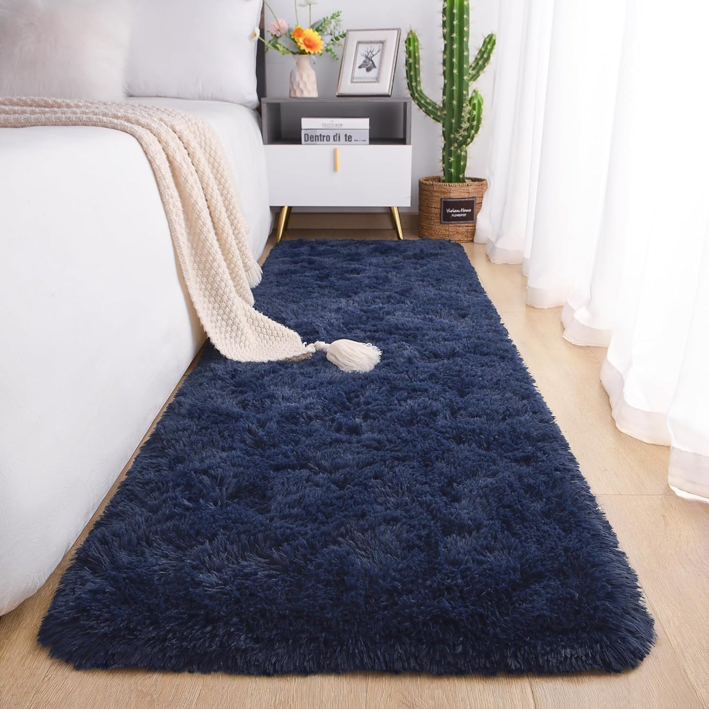 Chicrug Soft Runner Rugs for Bedroom Living Room Plush Fluffy Rug 2X6 Feet, Shag Furry Area Rug Carpet Non Shedding for Nursery Children Kids Girls Room Home Decorative, Grey