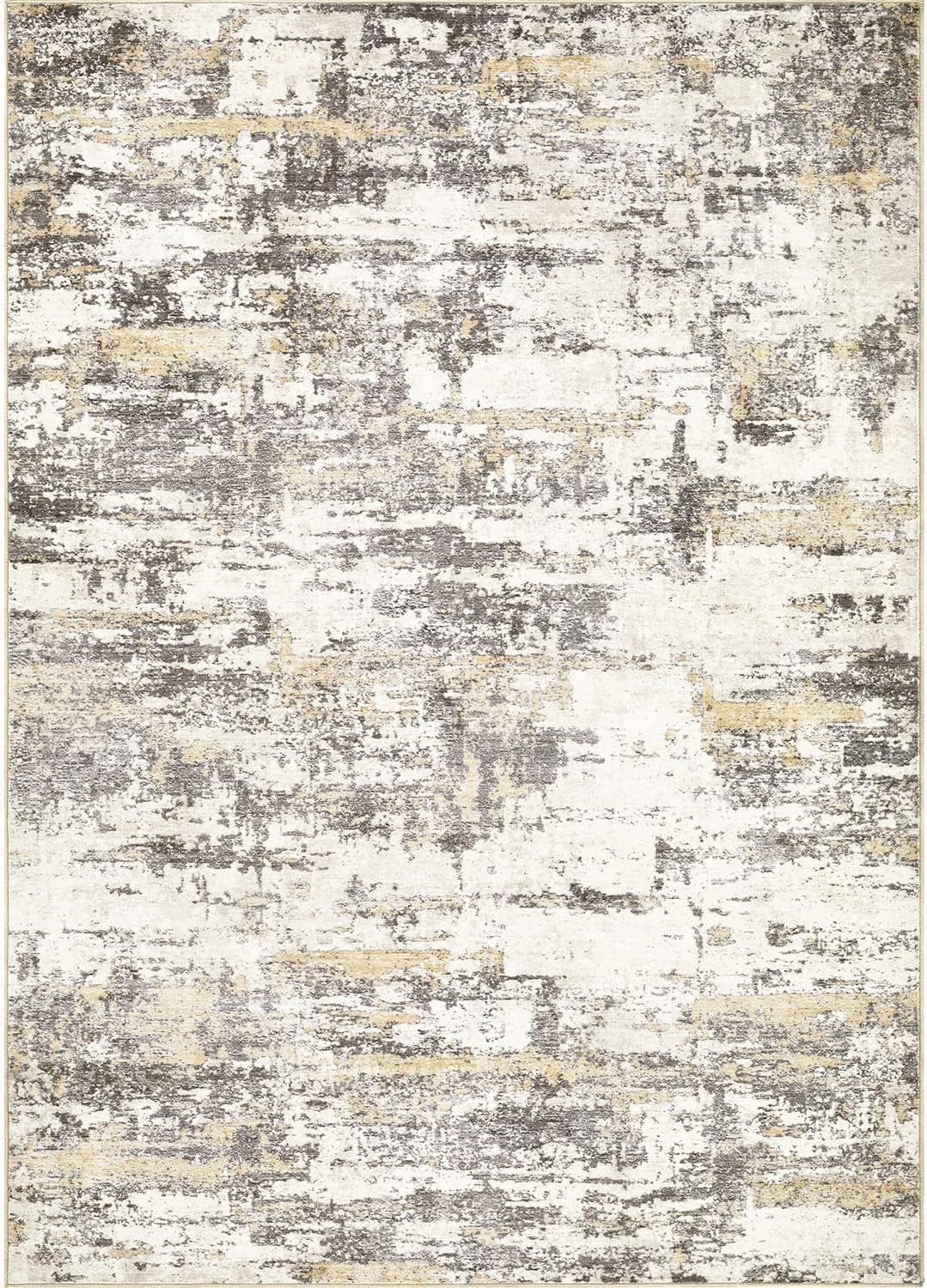 Area Rugs for Living Room: 9X12 Abstract Washable Rug Modern Neutral Large Soft Stain Resistant Non-Slip Backing Machine Table for Bedroom Dining Room Indoor Home Office Carpet - Gold Brown