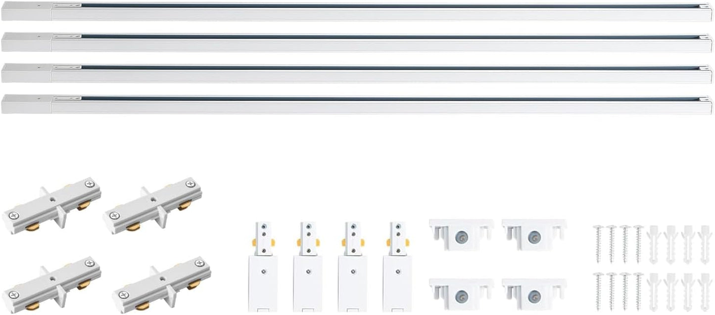 26FT H Track Lighting Rails Black, H Type Track Lighting Rails Kit with End Caps and Live End Feed Connector, Track Lighting Kit Compatible with 3-Wire Single Circuit H Style Track System