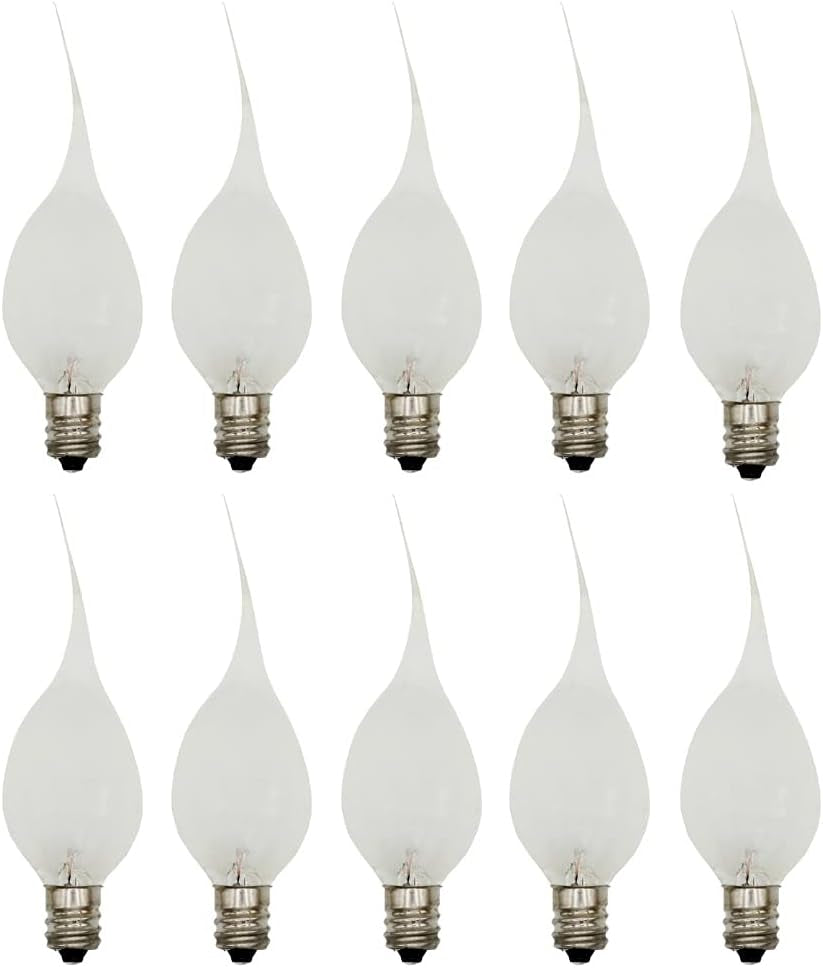 Creative Hobbies® Silicone Dipped, Country Style, Electric Candle Lamp Chandelier Light Bulbs, 7 Watt Incandescent, Individually Boxed, Wholesale Pack of 10 Bulbs