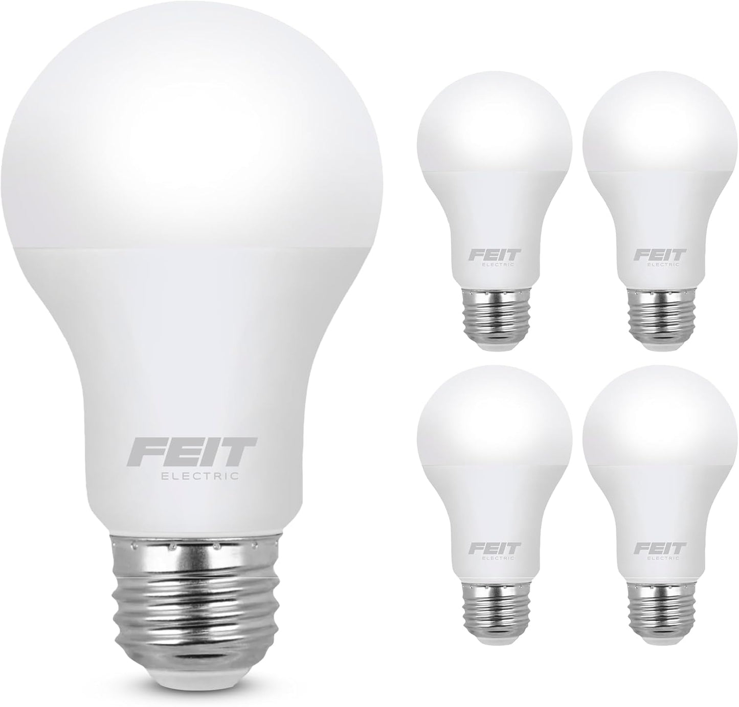 Feit Electric A19 LED Light Bulbs, 60W Equivalent, Non-Dimmable, 800 Lumens, E26 Standard Base, 2700K Soft White, 80 CRI, 10 Year Lifetime, Energy Efficient, 4 Pack, A800/827/10KLED/4