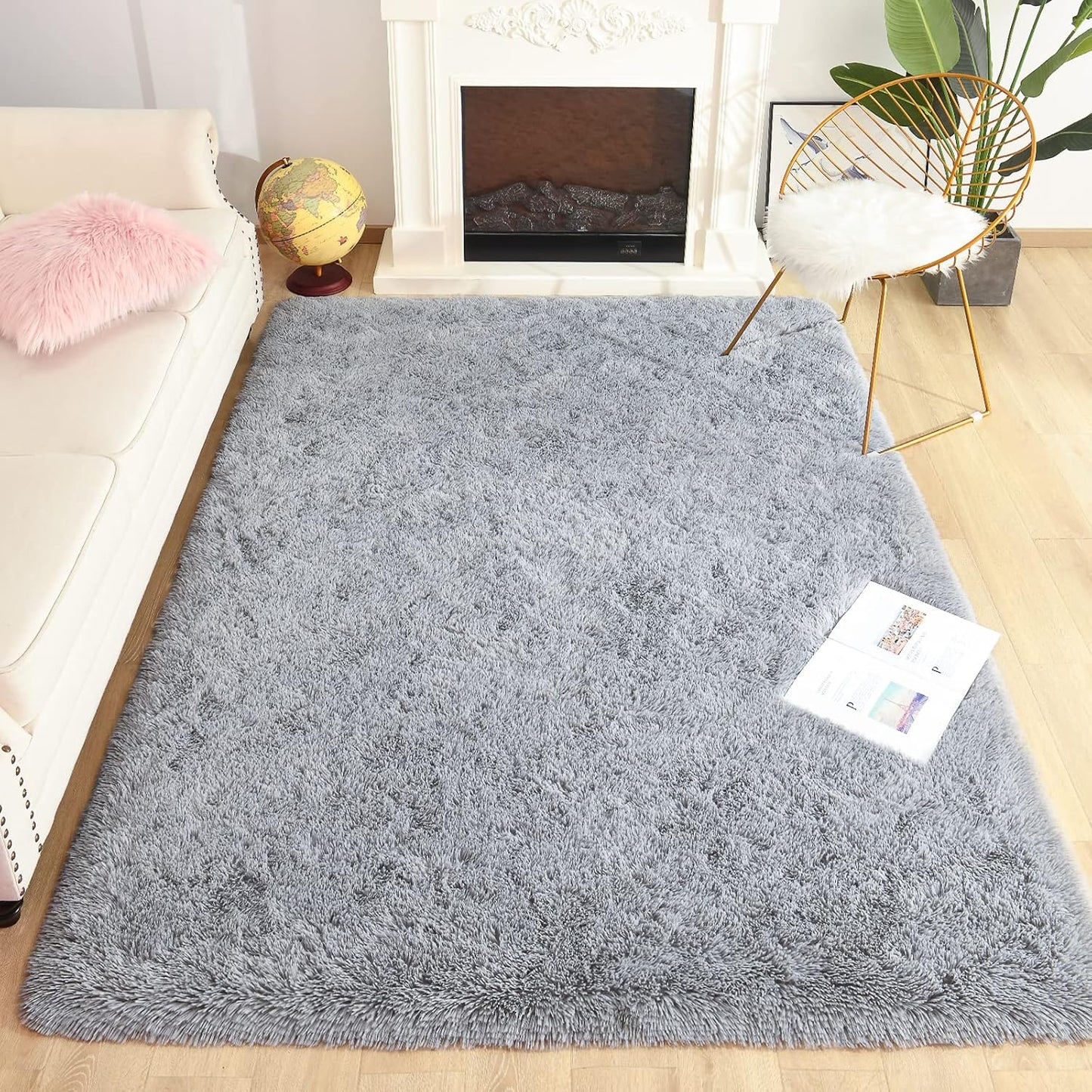 Chicrug Soft Runner Rugs for Bedroom Living Room Plush Fluffy Rug 2X6 Feet, Shag Furry Area Rug Carpet Non Shedding for Nursery Children Kids Girls Room Home Decorative, Grey