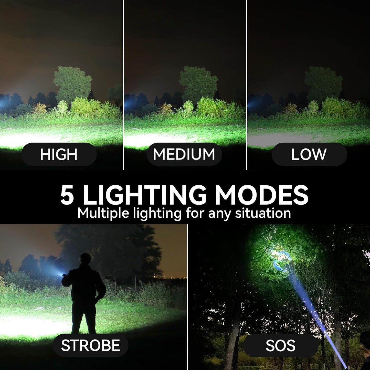 Rechargeable Flashlights 990,000 High Lumen, 2 Pack Super Bright LED Flashlight with 5 Modes, High Powered Flash Light for Home, Camping, Outdoor