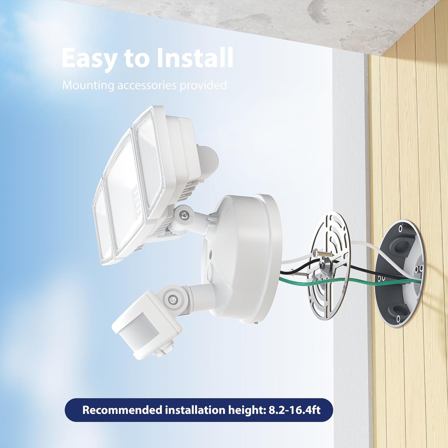 Onforu 65W LED Flood Light Motion Sensor Outdoor, 6500Lm LED Security Light with Three Head, IP65 Waterproof LED Exterior Floodlight, 6500K Wall Light for Entryways Stairs Yard Garage