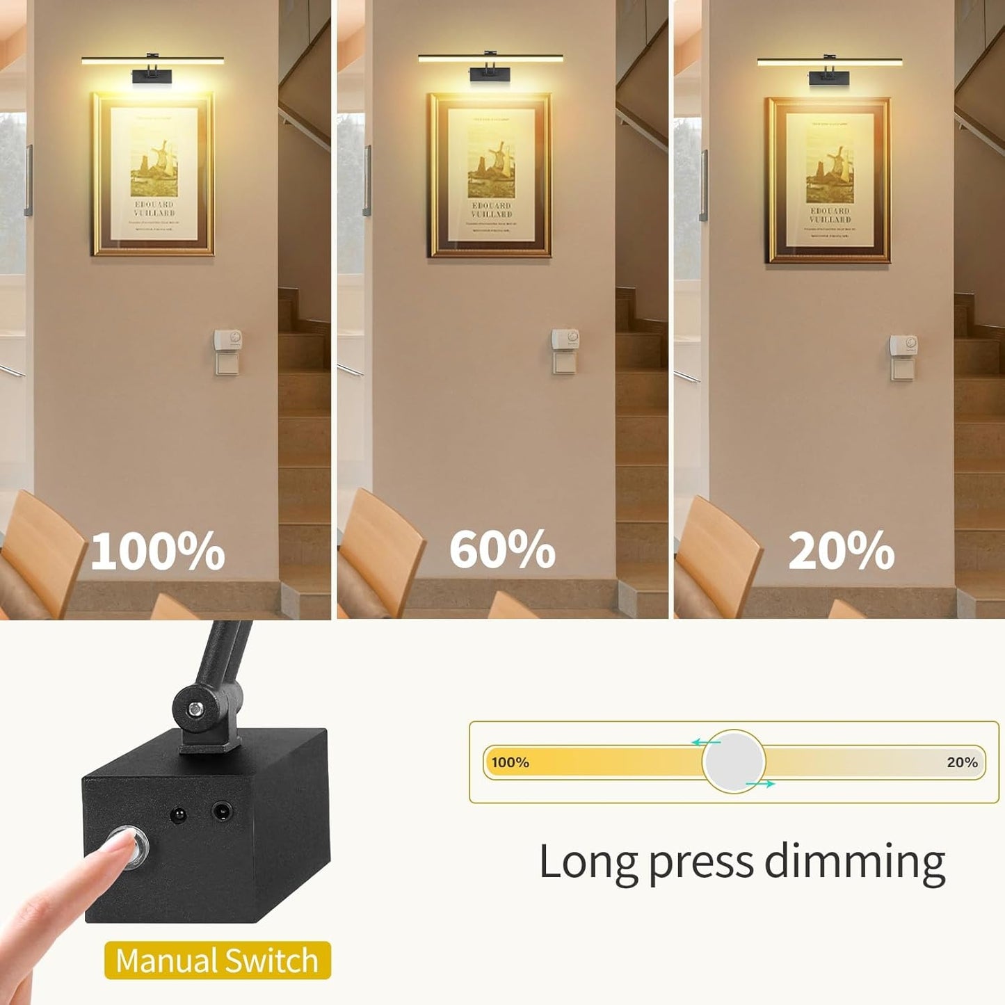 5200Mah Picture Light, Battery Operated Picture Lights for Wall, 16" Remote LED Art Light with Timer for Paintings, Dimmable Metal Painting Light for Display, Gallery (Gold)