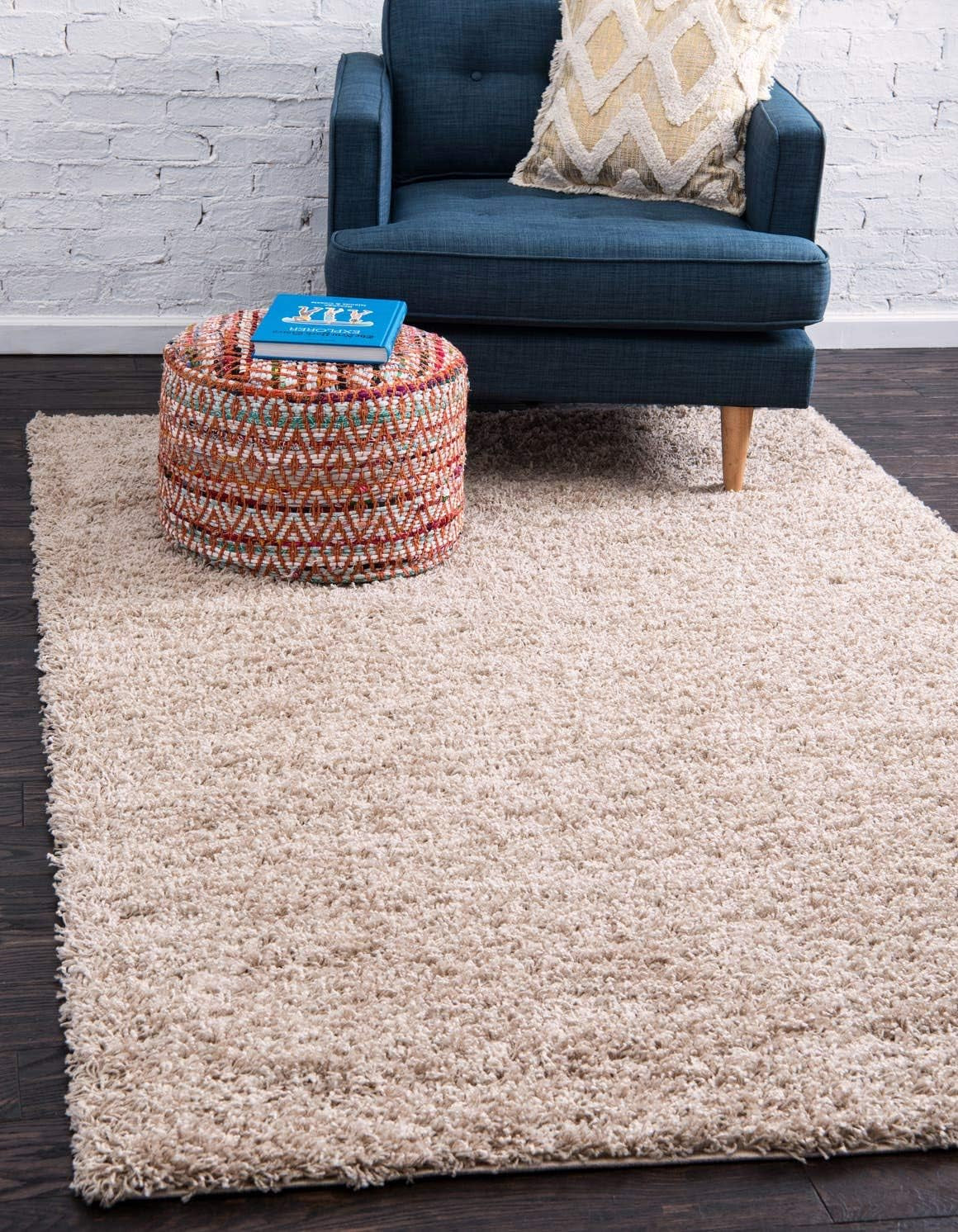 Unique Loom Solid Shag Collection Area Rug (8' X 11' Rectangle Cloud Gray)