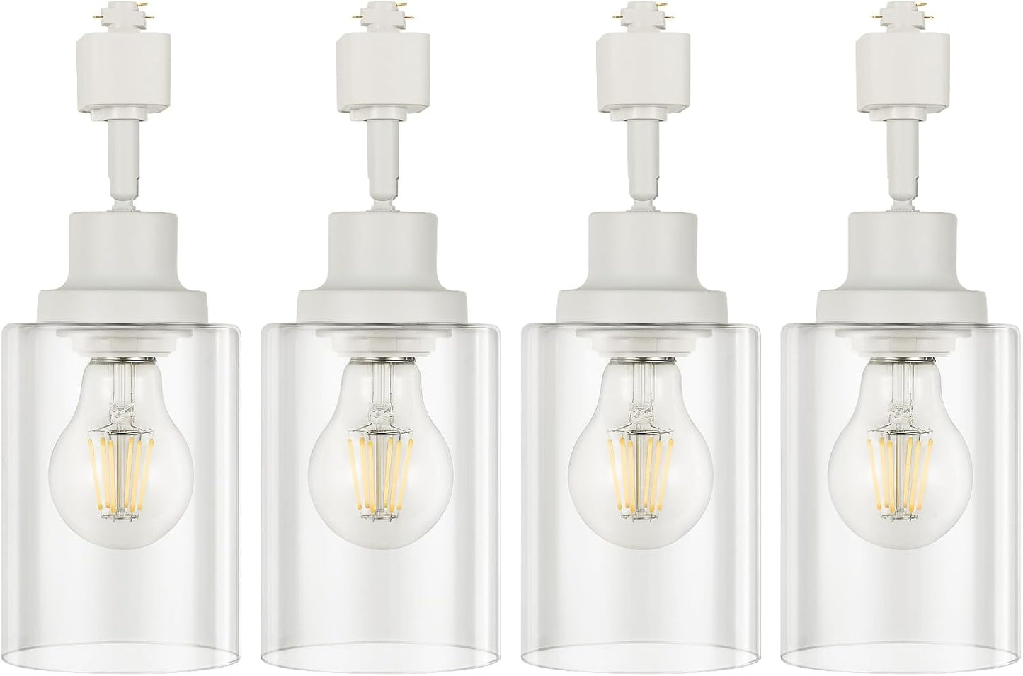 Vanoopee H Type Track Lighting Heads E26 Track Light Ceiling Modern for Kitchen, Compatible with H Track Lighting Rail System, Gold Track Lighting Fixtures with Glass Lamp Shade, 4 Pack, No Bulbs