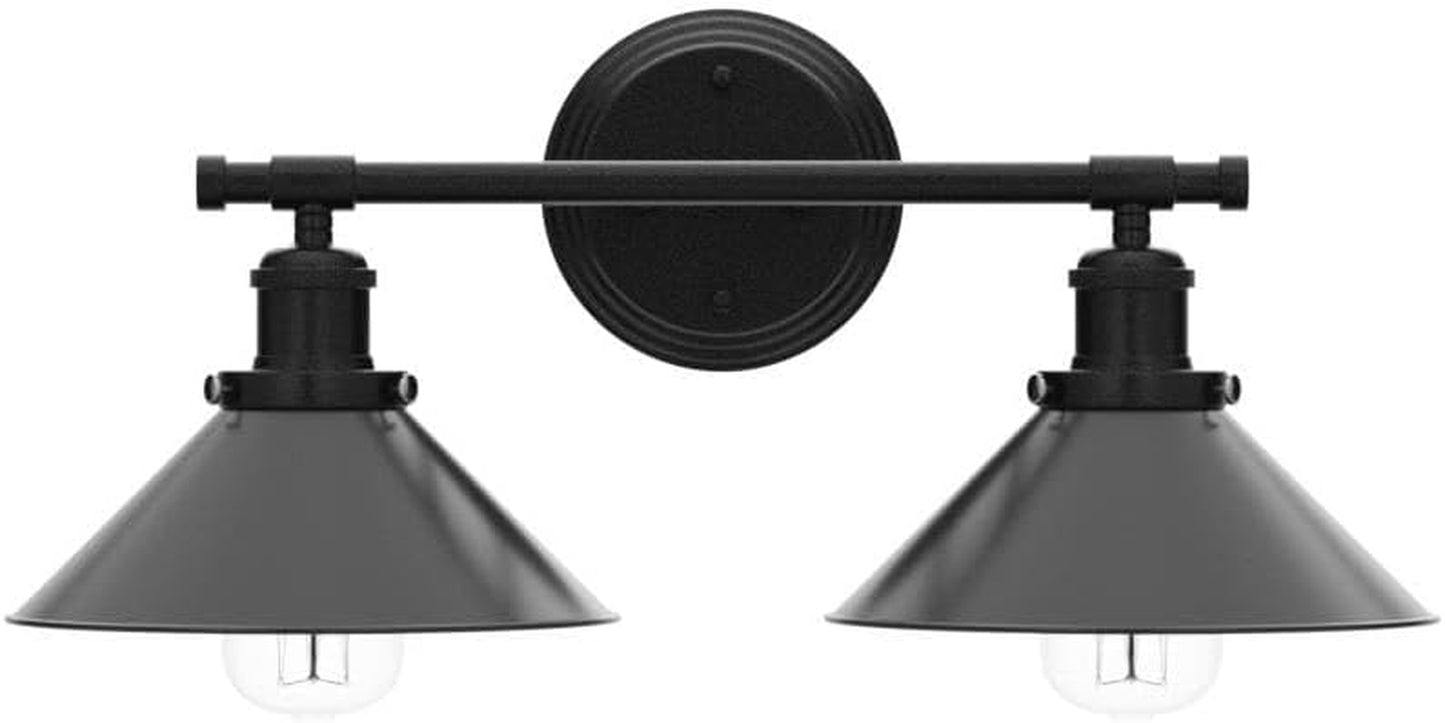 Alynzee 2 Light Bathroom Vanity Light Fixtures,Farmhouse Wall Sconce Matte Black Finish Industrial Bathroom Vanity Lighting for Bathroom Kitchen Living Room Workshop Cafe