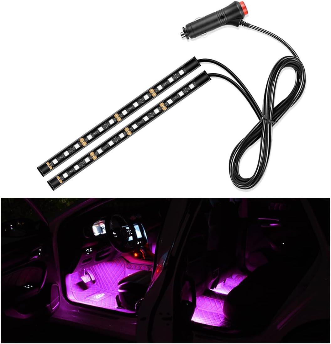 Car LED Strip Light, 24 LED Auto Interior under Dash Atmosphere Lights with USB Port, Vehicle Decor Lamp Ambient Night Light Strip Lighting Kit, Universal Car Accessories (White)
