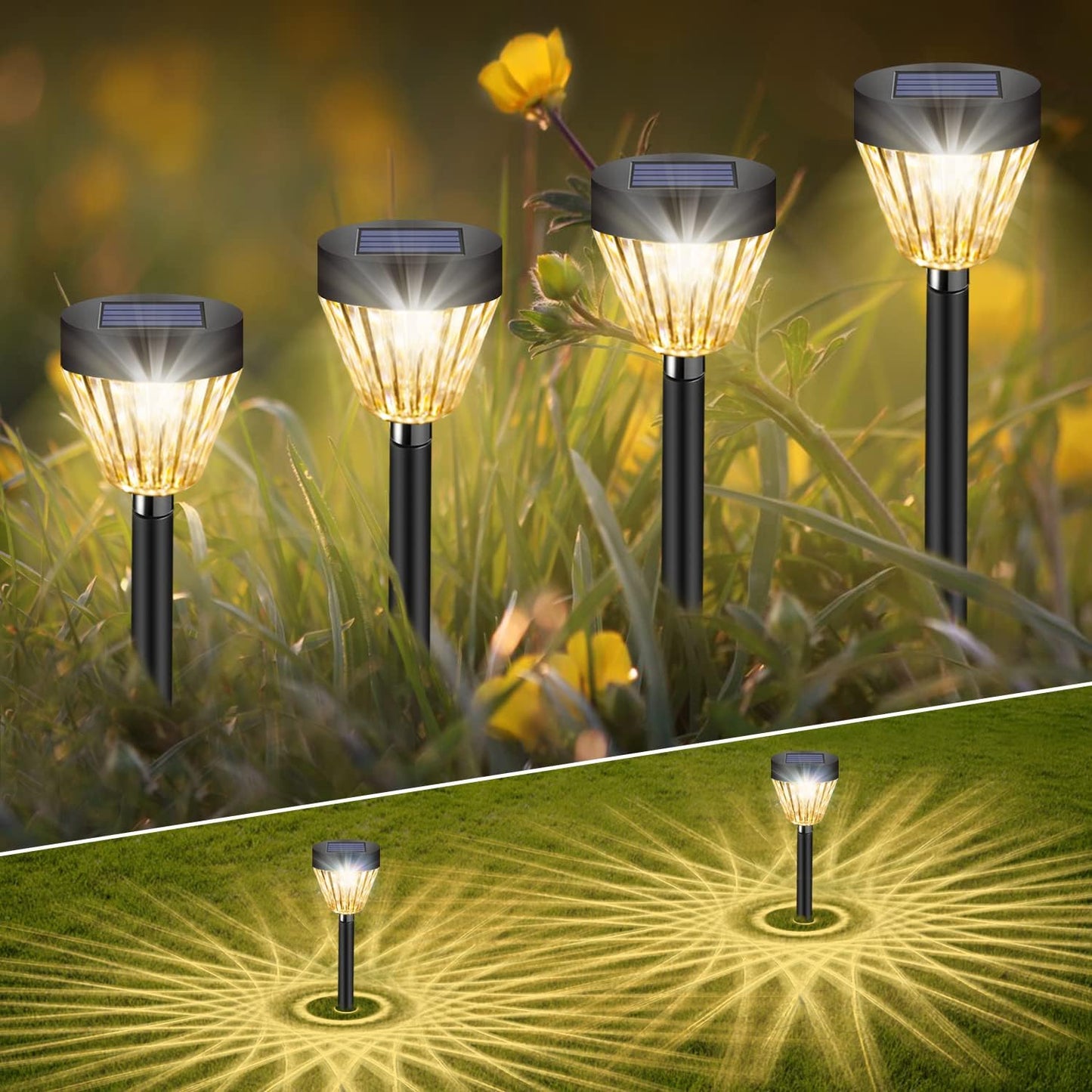 Solar Pathway Lights Waterproof: 8Pack Solar Lights Outdoor Garden Lights Auto On/Off - Solar Lights for outside Landscape Lighting Decorative for Yard