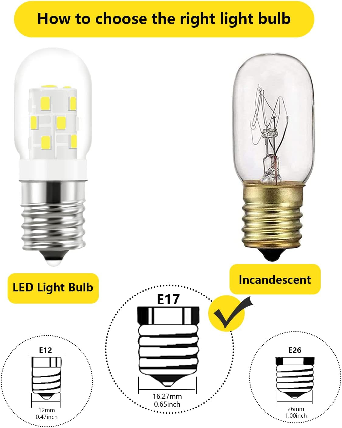 LED 8206232A Microwave Light Bulb (2 Pack) E17 LED Bulbs Replacement 8206232A Whrilpool Microwave 40W Light Bulb - 360LM Daylight White 6000K for Refrigerator Stove Range Hood