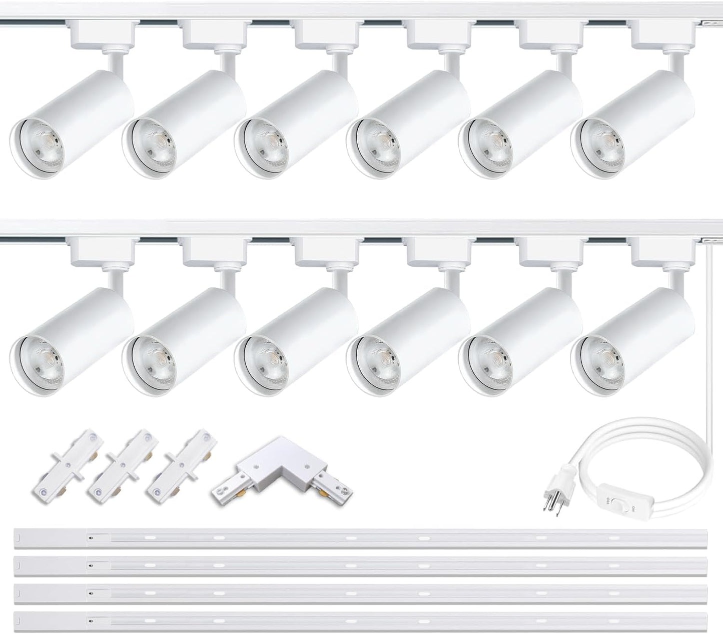 Ultra-Bright H Type Track Lighting Kit with 13.1 FT Track Rails, 12 Heads 3000K Warm White 20W 2400Lm, Dimmable Plug in LED Track Lights Modern Indoor Spotlight Fixture