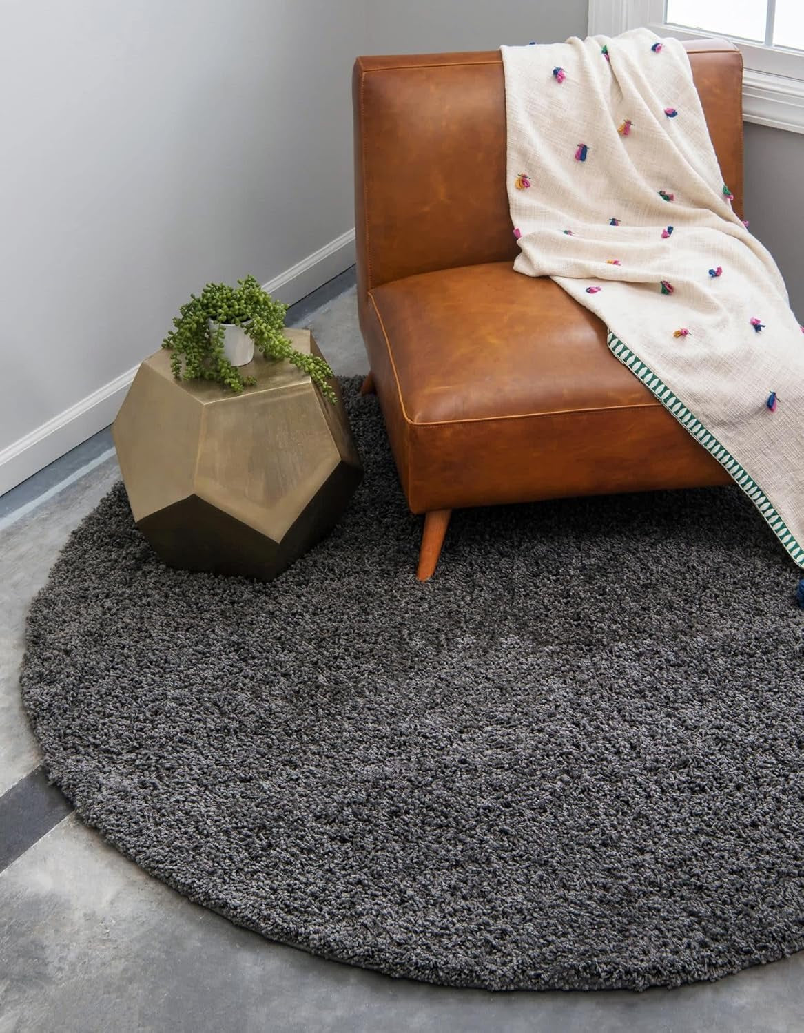 Unique Loom Solid Shag Collection Area Rug (8' X 11' Rectangle Cloud Gray)