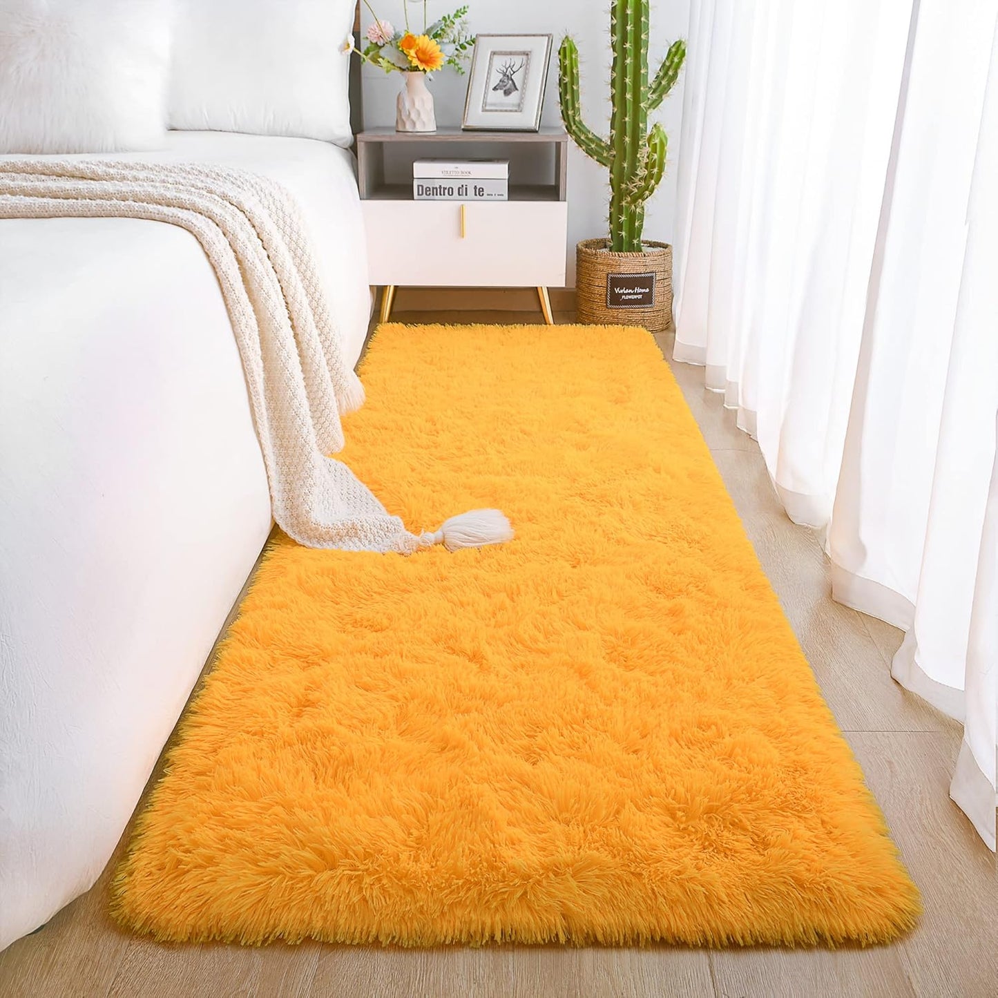 Chicrug Soft Runner Rugs for Bedroom Living Room Plush Fluffy Rug 2X6 Feet, Shag Furry Area Rug Carpet Non Shedding for Nursery Children Kids Girls Room Home Decorative, Grey
