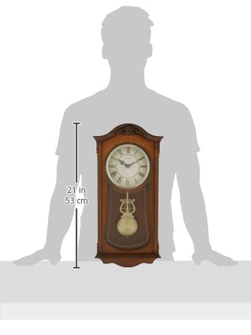 Bulova Clocks C3542 Cranbrook Wall Mount Analog Wooden Chiming Clock, Brown