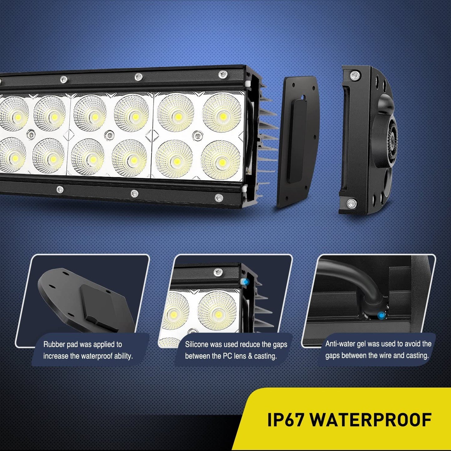 Nilight - 70016C-A 32" 180W Curved Spot Flood Combo High Power LED Driving Lamp LED Light Bar off Road Fog Driving Work Light for SUV Boat Jeep Lamp,2 Years Warranty