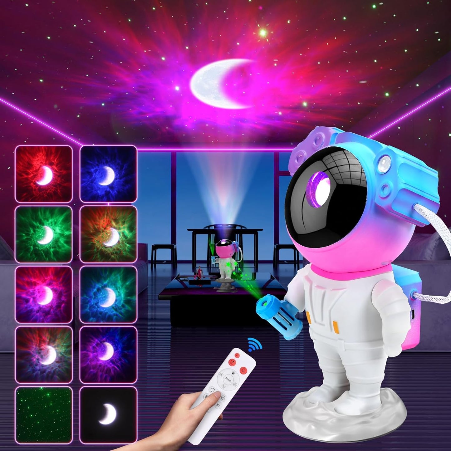 Astronaut Galaxy Projector for Bedroom, Star Projector Galaxy Light, Galaxy Light Projector, Night Light for Kids with Timer and Remote Control for Ceiling,Party,Game Room,Xmas New Year Gifts Ideas