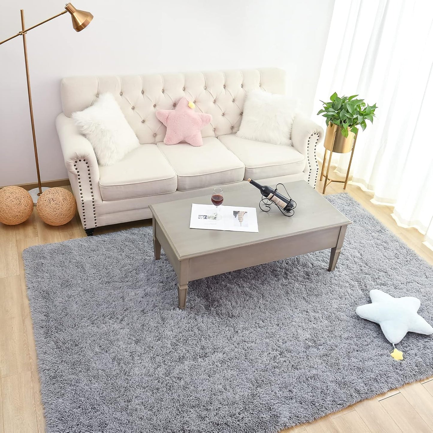 Chicrug Soft Runner Rugs for Bedroom Living Room Plush Fluffy Rug 2X6 Feet, Shag Furry Area Rug Carpet Non Shedding for Nursery Children Kids Girls Room Home Decorative, Grey
