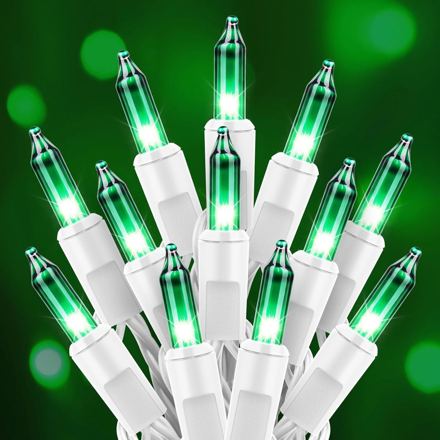 Clear Christmas String Lights 50 Count 12 Feet Incandescent Bulb Mini Lights for Indoor Xmas Tree Garland Birthday Wedding Party Festival Decoration, Green Wire