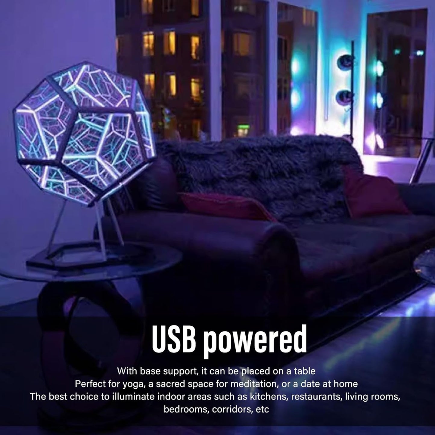 Acogedor Dodecahedron Light, USB 3D Cube Light, LED Desk Table Lamp Light Gaming Light, Ambient Night for Home Decoration