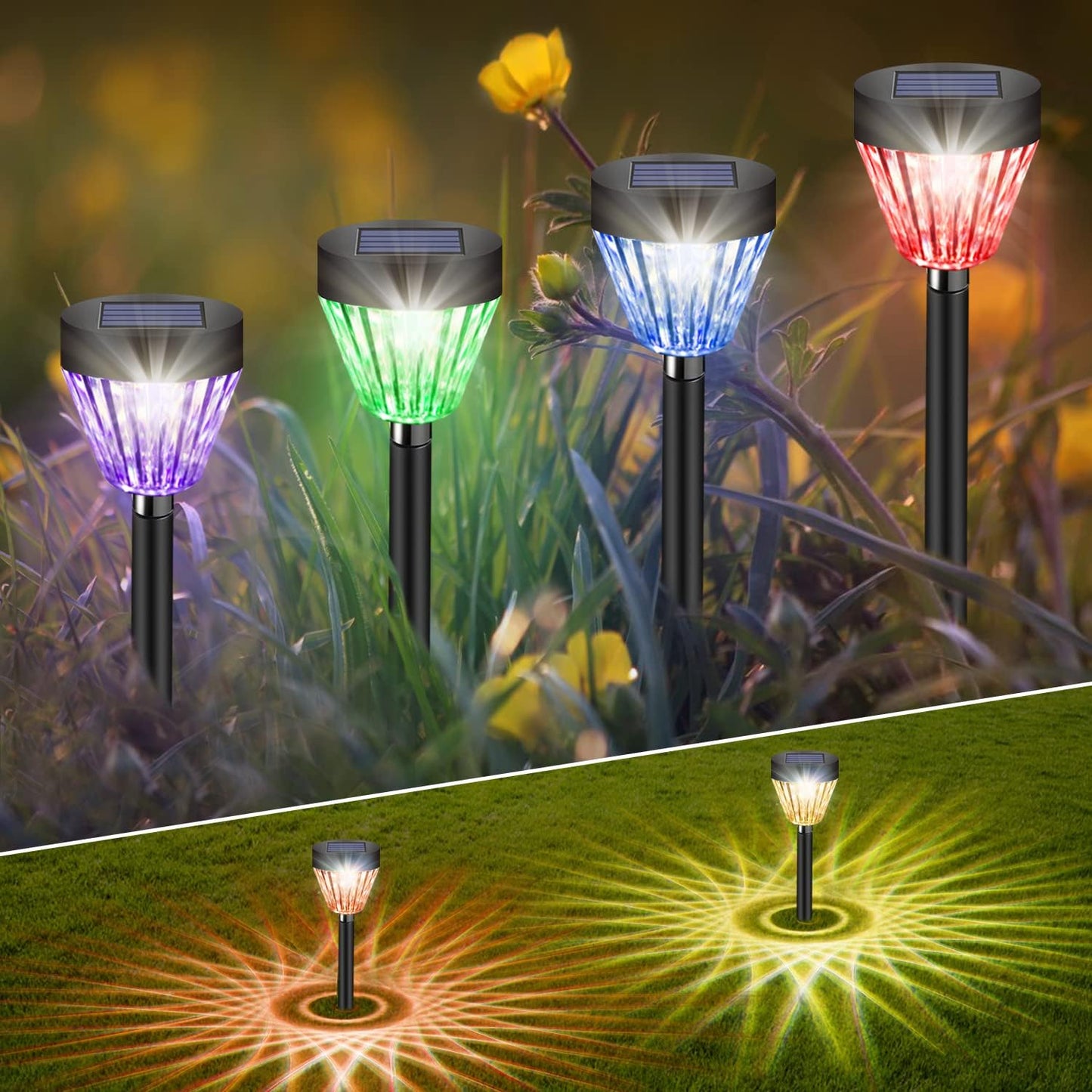 Solar Pathway Lights Waterproof: 8Pack Solar Lights Outdoor Garden Lights Auto On/Off - Solar Lights for outside Landscape Lighting Decorative for Yard