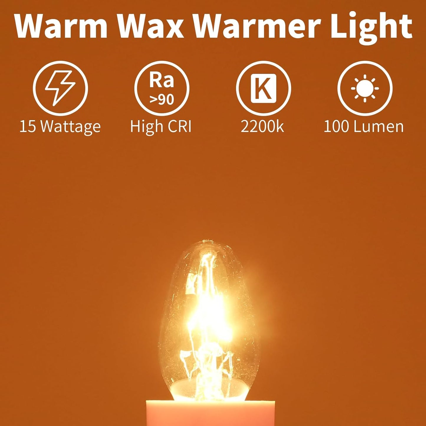 15-Pack Salt Lamp Bulbs, 15 Watt Light Bulb for Himalayan Salt Lamp Baskets, 120V C7 Small Night Light Bulbs, 2200K Warm White, Dimmable