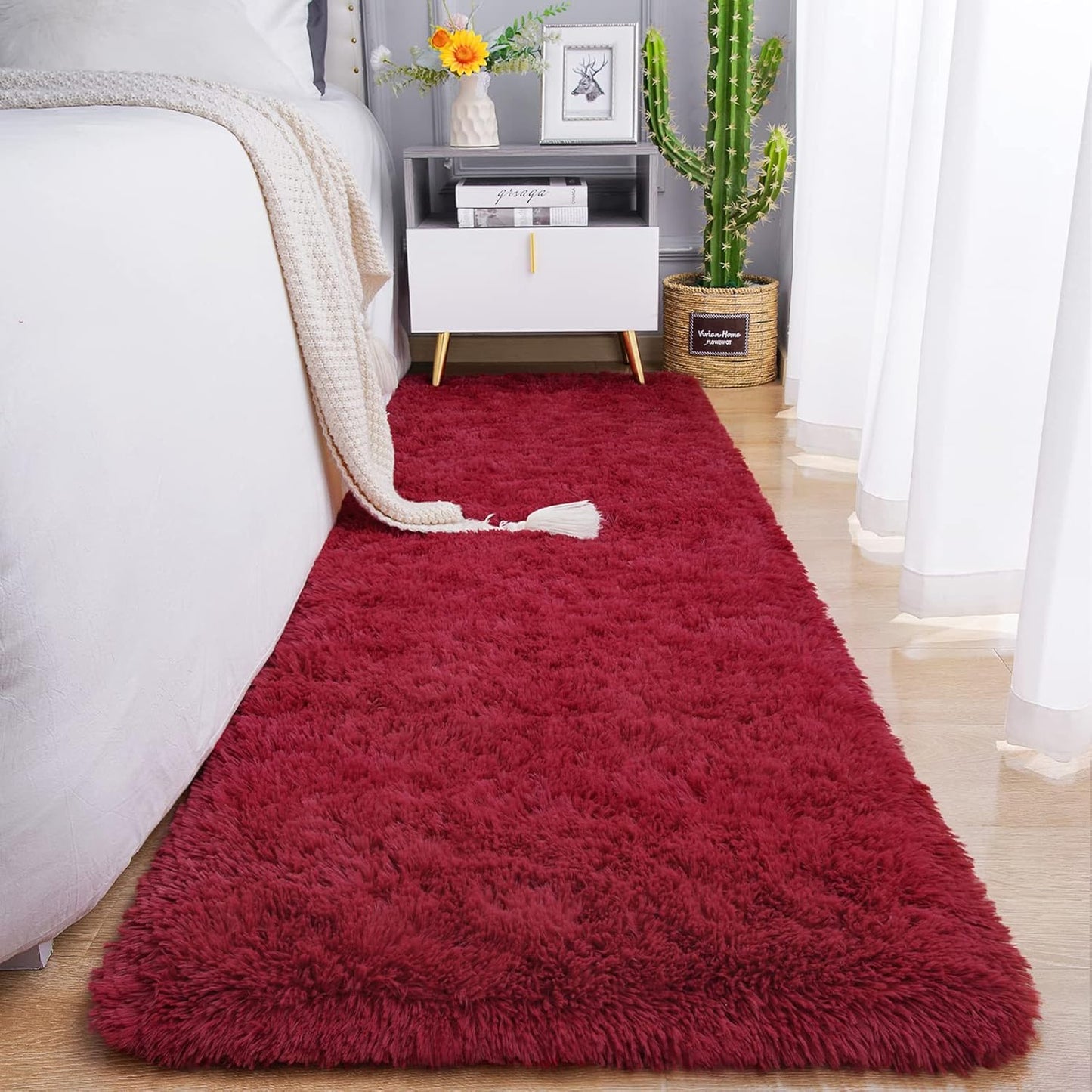 Chicrug Soft Runner Rugs for Bedroom Living Room Plush Fluffy Rug 2X6 Feet, Shag Furry Area Rug Carpet Non Shedding for Nursery Children Kids Girls Room Home Decorative, Grey