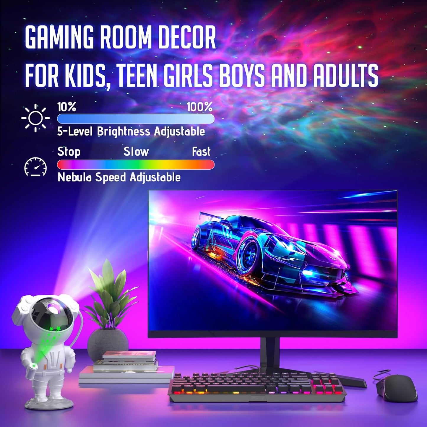 Astronaut Galaxy Projector for Bedroom, Star Projector Galaxy Light, Galaxy Light Projector, Night Light for Kids with Timer and Remote Control for Ceiling,Party,Game Room,Xmas New Year Gifts Ideas