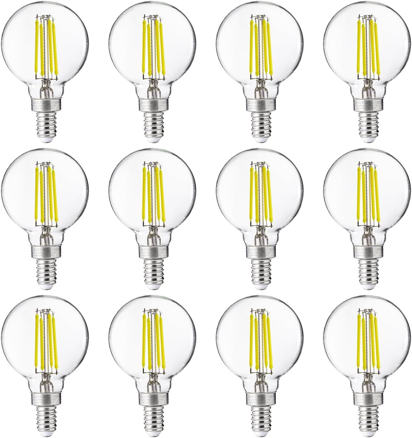 FLSNT G16.5 Dimmable LED Candelabra Bulbs 60W Equivalent, LED E12 Chandelier Light Bulbs, 550LM, CRI90, 5.5W, AC 120V, 6 Pack, 2700K Soft White